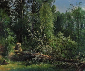 Bosque Painting - Árbol caído 1875 paisaje clásico bosque Ivan Ivanovich